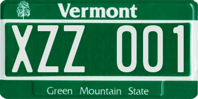 VT license plate XZZ001
