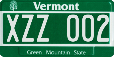 VT license plate XZZ002