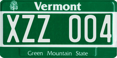 VT license plate XZZ004