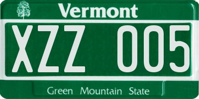 VT license plate XZZ005