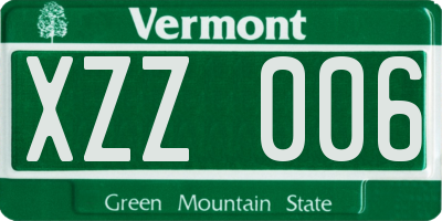 VT license plate XZZ006