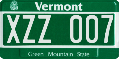VT license plate XZZ007