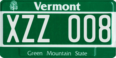 VT license plate XZZ008