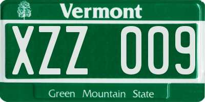 VT license plate XZZ009
