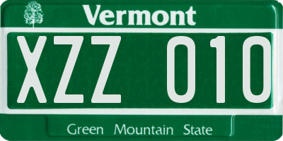 VT license plate XZZ010