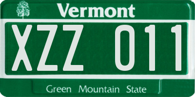 VT license plate XZZ011