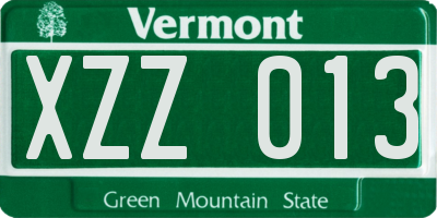 VT license plate XZZ013