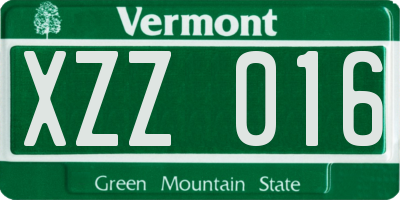 VT license plate XZZ016