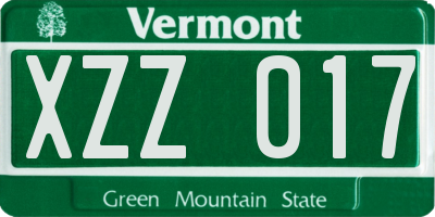 VT license plate XZZ017
