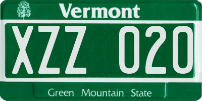 VT license plate XZZ020