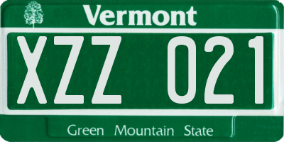 VT license plate XZZ021