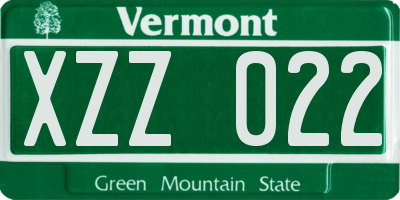 VT license plate XZZ022