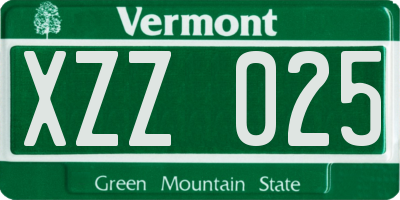 VT license plate XZZ025