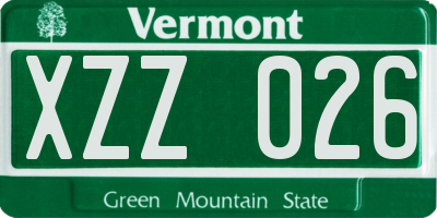 VT license plate XZZ026