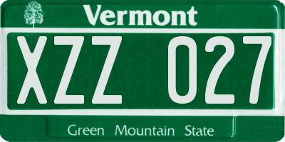 VT license plate XZZ027