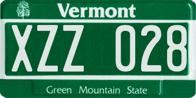 VT license plate XZZ028
