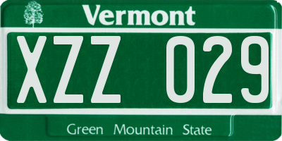 VT license plate XZZ029
