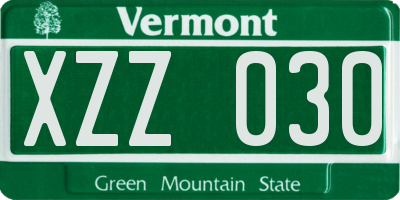 VT license plate XZZ030
