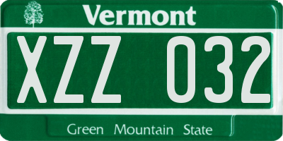 VT license plate XZZ032