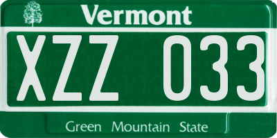 VT license plate XZZ033