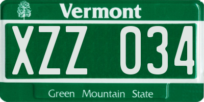 VT license plate XZZ034