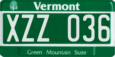 VT license plate XZZ036