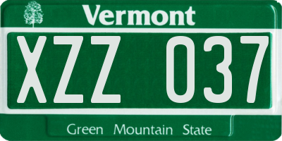 VT license plate XZZ037