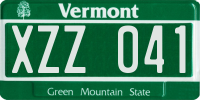 VT license plate XZZ041