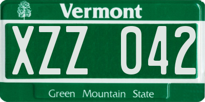 VT license plate XZZ042