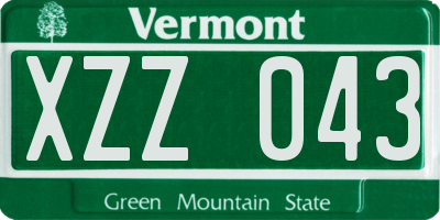 VT license plate XZZ043