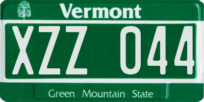 VT license plate XZZ044