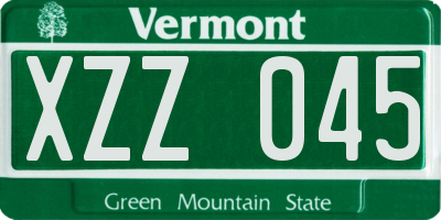 VT license plate XZZ045