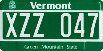 VT license plate XZZ047
