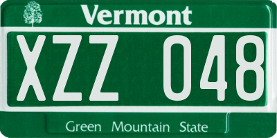 VT license plate XZZ048