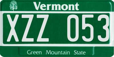 VT license plate XZZ053