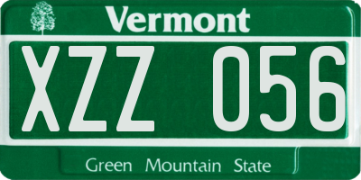 VT license plate XZZ056