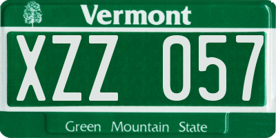 VT license plate XZZ057