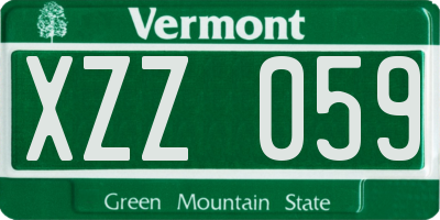 VT license plate XZZ059