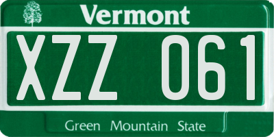VT license plate XZZ061