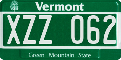 VT license plate XZZ062