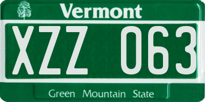 VT license plate XZZ063