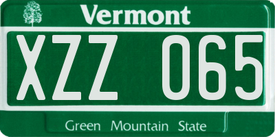 VT license plate XZZ065