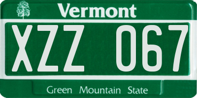 VT license plate XZZ067