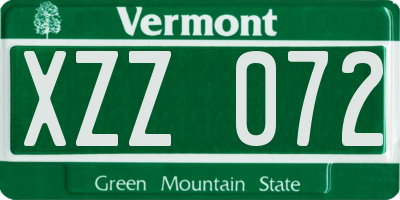 VT license plate XZZ072