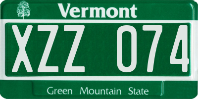 VT license plate XZZ074