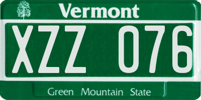 VT license plate XZZ076