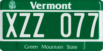 VT license plate XZZ077