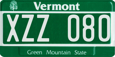 VT license plate XZZ080