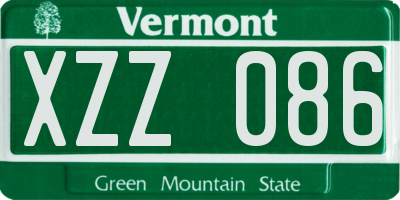 VT license plate XZZ086