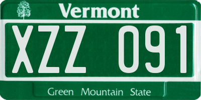 VT license plate XZZ091